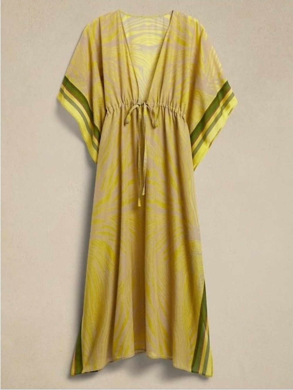 Banana Republic Kaftan Swim Coverup Green Br Palm Print NWT XS / S